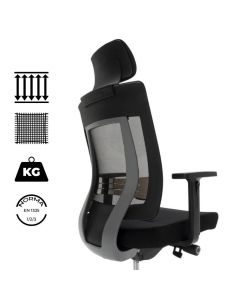 Sillón de dirección Montreal con malla técnica de alta resistencia y asiento de espuma de alta densidad