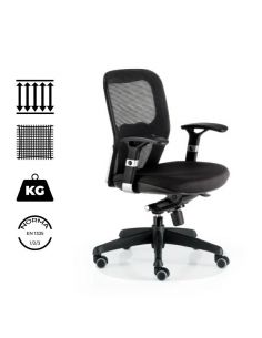 Silla de trabajo ergonómica negra, modelo Boston.