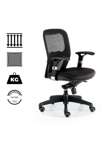 Silla de trabajo ergonómica negra, modelo Boston.