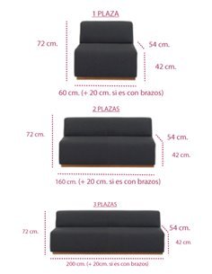 Medidas sofá oficina pau de inclass con varias plazas