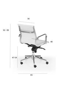 Medidas sillón despacho Londres de Euromof con respaldo medio en color blanco