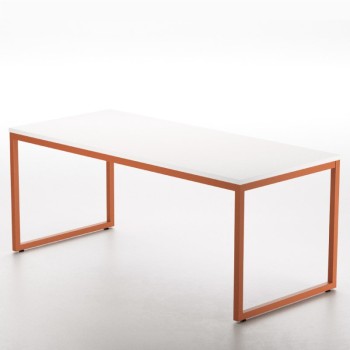 ESCRITORIO DE OFICINA STRIP DE KESTA TABLERO BLANCO ESTRUCTURA TEJA