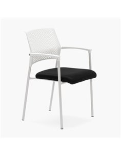 SILLA CONFIDENTE OFICINA CON BRAZOS MANILA DE EUROMOF BLANCA