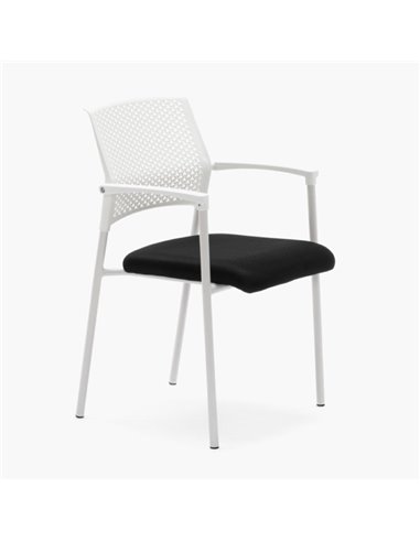 SILLA CONFIDENTE OFICINA CON BRAZOS MANILA DE EUROMOF BLANCA