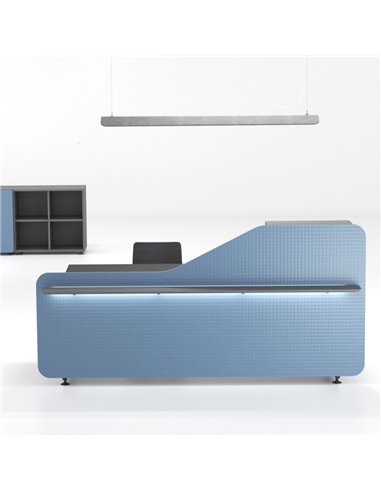 Mostrador recepción Start de Emobok color azul a izquierda