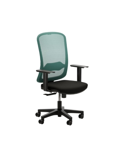 Silla ergonómica Aura con respaldo alto de malla y asiento cómodo tapizado.