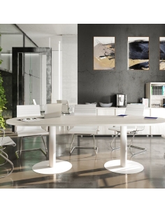 Mesa ovalada con bases metálicas euromof