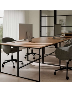 Mesa escritorio base metálica Hudson con base ligera en color blanco y negro