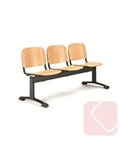 BANCADA DE ESPERA B3MA MADERA. ESTRUCTURA METÁLICA CON ASIENTO Y RESPALDO DE MADERA LAMINADA.