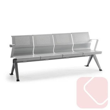 BANCADA DE ESPERA B71 SYTA. ESTRUCTURA METÁLICA CON ASIENTOS Y RESPALDOS DE CHAPA DE ACERO.