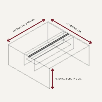 Mesa coworking con separador | Laoficinaonline