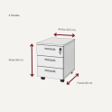 Cajonera de oficina con ruedas y 3 cajones. Con cerradura | Loficinaonline