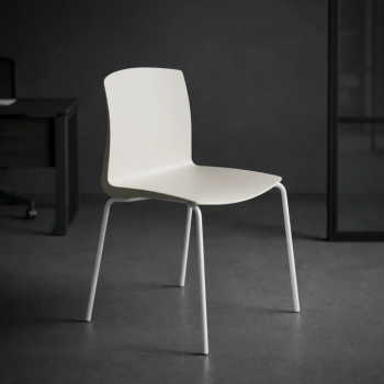 Silla fija para aula o confidente con 4 pies en blanco.