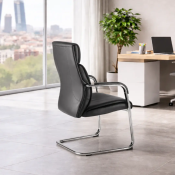 Silla confidente Moscú en ecopiel con base patín cromada | Laoficinaonline