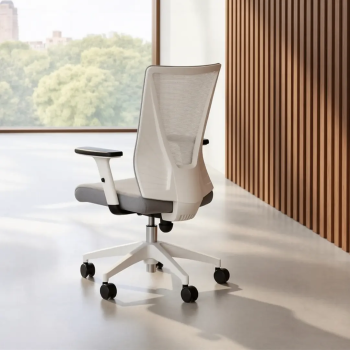 Silla de oficina Tirana blanca y gris con respaldo de malla transpirable | Laoficinaonline