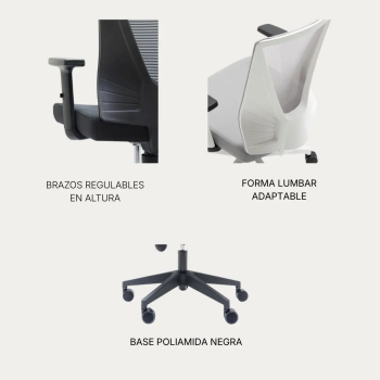 Silla de oficina Tirana negra con respaldo de malla transpirable | Laoficinaonline