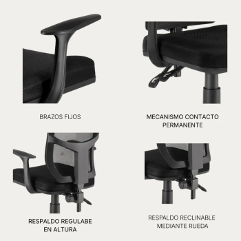 Silla de oficina Roma giratoria con respaldo de malla | Laoficinaonline