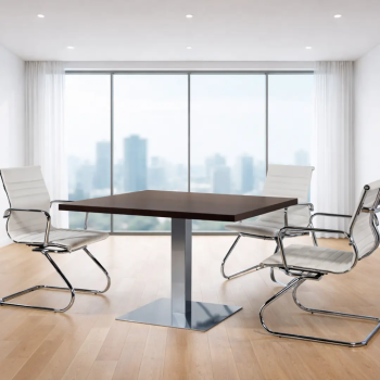 Silla confidente Londres en ecopiel con base patín cromada | laoficinaonline