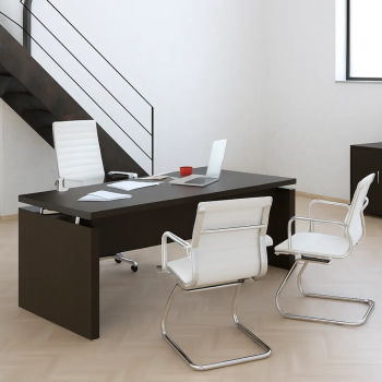 Silla confidente Londres en ecopiel con base patín cromada | laoficinaonline