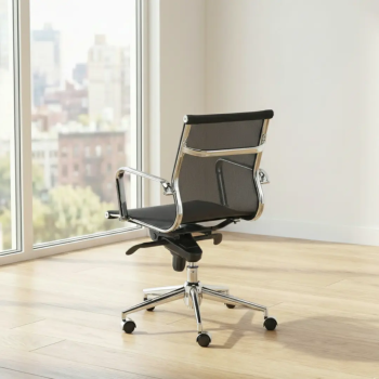 Sillón de despacho Berlín alto en malla transpirable con base cromada | laoficinaonline