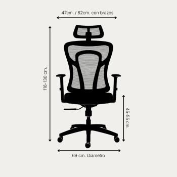 Silla ergonómica Cali con respaldo de malla y cabezal | Laoficinaonline