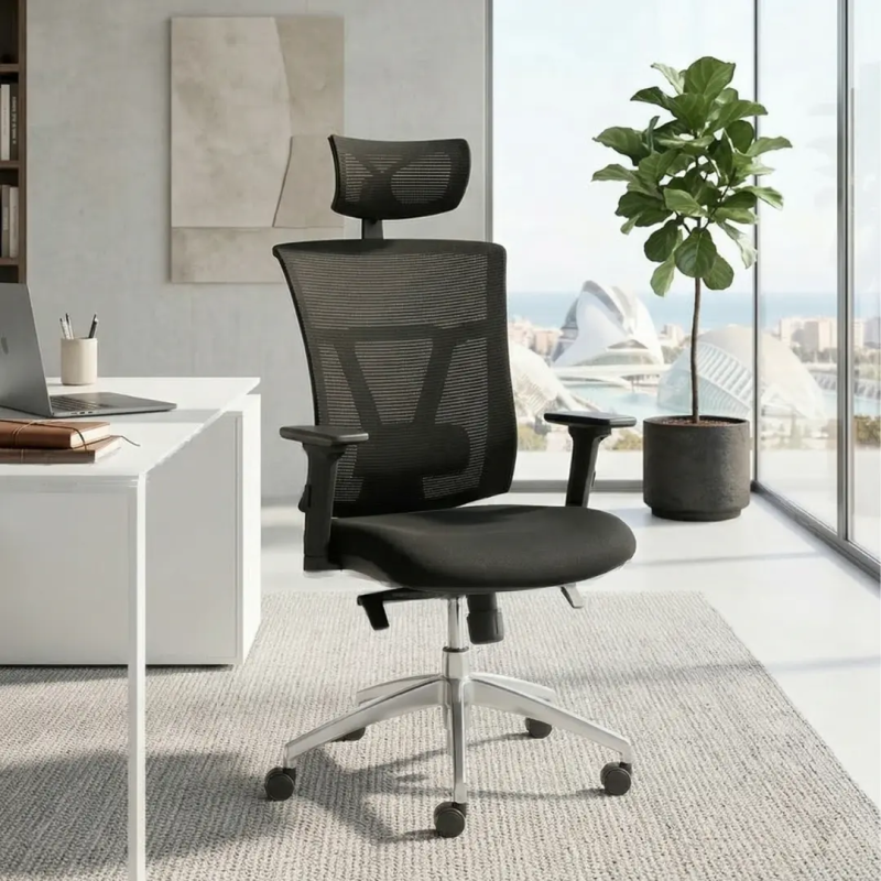 Silla con cabezal perfecta para oficina Ankara de Euromof.