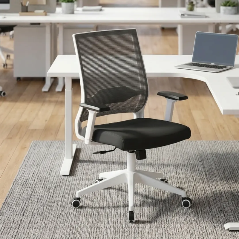 Silla blanca de oficina modelo Sidney de Euromof