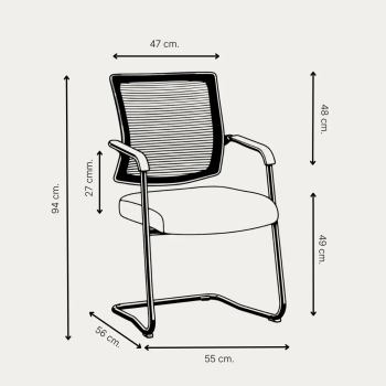 Silla confidente Dallas de malla con base patín cromada | Laoficinaonline
