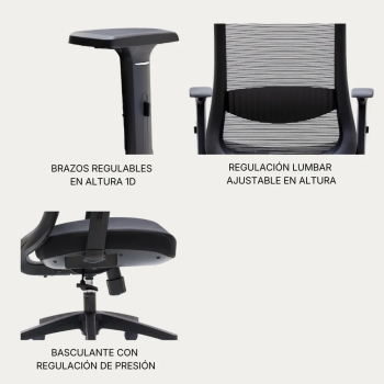 Silla ergonómica Lima con respaldo de malla y soporte lumbar | Laoficinaonline
