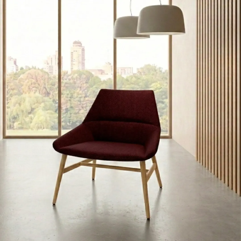 Sillón Dunas XL de diseño con base de madera y respaldo bajo | Laoficinaonline