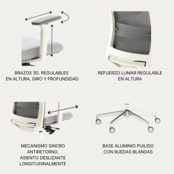 Silla ergonómica XXL Niza con cabezal para personas de hasta 120 kg. UNE 1335 | Laoficinaonline