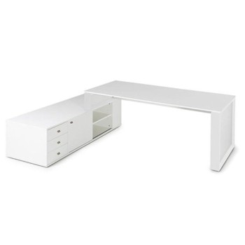 Mesa despacho con mueble auxiliar serie Omega de JGorbe en blanco