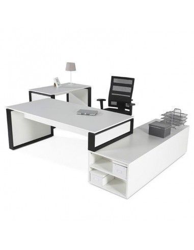 Mesa despacho con mueble auxiliar serie Omega de JGorbe en blanco