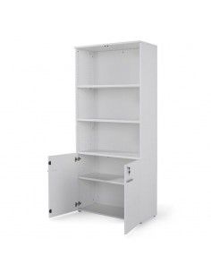 Armario de oficina con puertas bajas, cerradura y estantes de JGorbe en color blanco