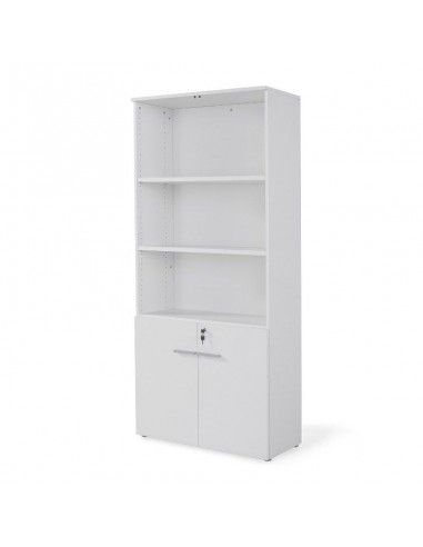 Armario de oficina con puertas bajas, cerradura y estantes de JGorbe en color blanco
