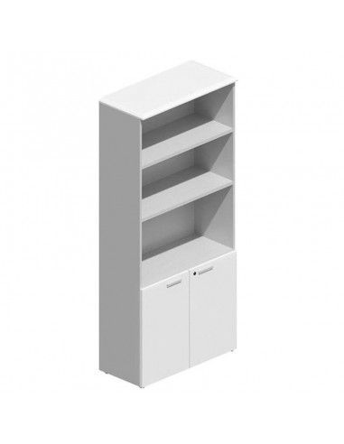 Mueble de oficina alto con puertas bajas de JGorbe en blanco