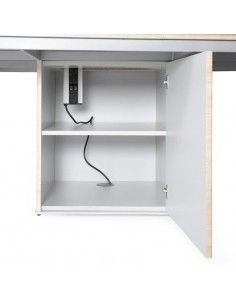 detalle armario de mesa de reuniones ovalada Líder de JGorbe en blanco