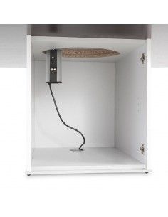 detalle electrificación interior de armario de mesa de reuniones ovalada Líder de JGorbe en blanco