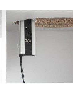 detalle electrificación interior de armario de mesa de reuniones ovalada Líder de JGorbe en blanco