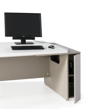 Detalle armario mesa despacho G3 de JGorbe en blanco y arena