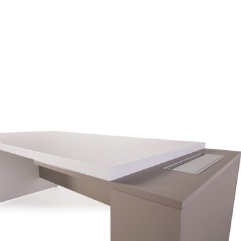 Detalles mesa despacho G3 de JGorbe en blanco y arena