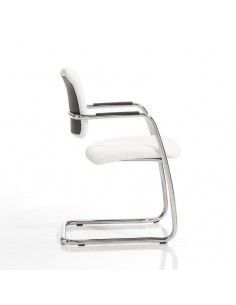 Silla confidente modelo Confident de Dileoffice en polipiel blanca