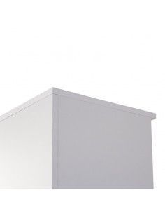 Detalle trasera y techo de armario oficina con estantes de JGorbe en color blanco