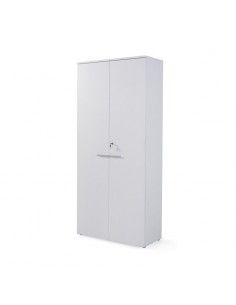 Armario oficina con llave alto de madera de JGorbe con cerradura y estantes en color blanco