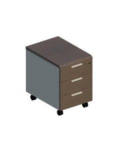 Cajonera despacho de 3 cajones serie Benelux y Líder de JGorbe en nogal oscuro