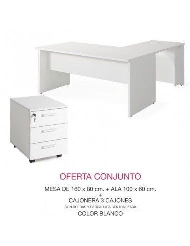 Oferta muebles oficina mesa escritorio, ala y cajonera
