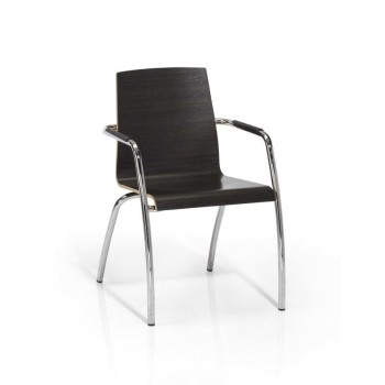 Silla confidente de madera con brazos Custom de dileoffice en negro