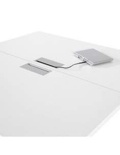 Pasacables de mesa reuniones rectangular serie G3 de Jgorbe en blanco