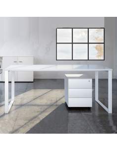 mesa escritorio de oficina color blanco marco cerrado envío rapido de aic