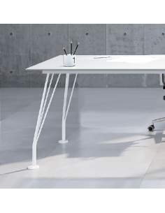 mesa escritorio blanca con patas de varilla new aic